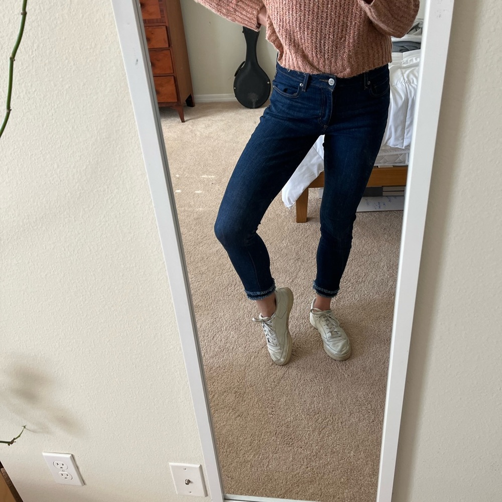 Loft tussled bottom dark jeans